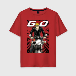 Женская футболка хлопок Oversize GTO - Onizuka biker