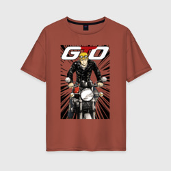 Женская футболка хлопок Oversize GTO - Onizuka biker