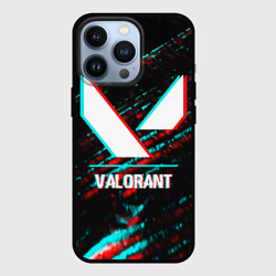 Чехол для iPhone 13 Pro Valorant в стиле glitch и баги графики на темном фоне