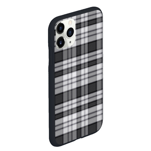 Чехол для iPhone 11 Pro Max матовый с принтом Текстурированная черно-белая клетка, вид сбоку #3