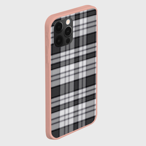 Чехол для iPhone 12 Pro Max с принтом Текстурированная черно-белая клетка, вид сбоку #3