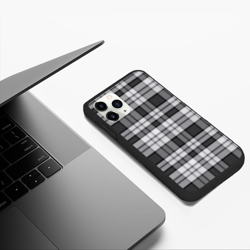 Чехол для iPhone 11 Pro Max матовый с принтом Текстурированная черно-белая клетка, фото #5