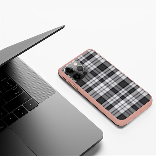 Чехол для iPhone 12 Pro Max с принтом Текстурированная черно-белая клетка, фото #5