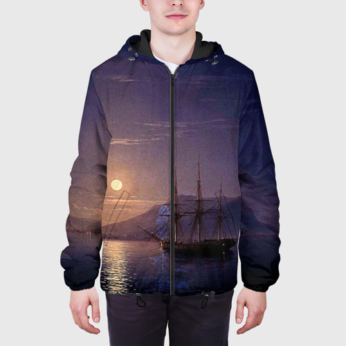 Мужская куртка 3D с принтом Парусник у берегов Крыма в лунную ночь Айвазовский, вид сбоку #3