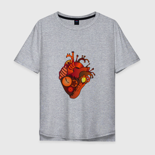 Мужская футболка хлопок Oversize с принтом Стимпанк - Механическое сердце, вид спереди #2