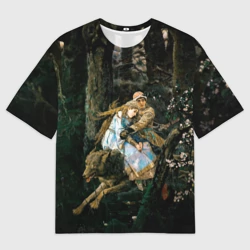 Женская футболка oversize 3D Васнецов Иван царевич на Сером Волке