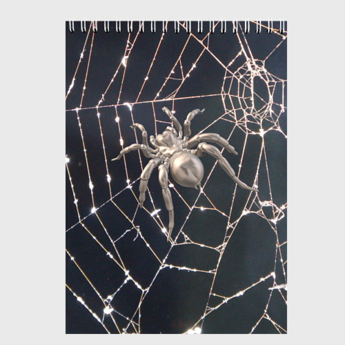 Скетчбук Блестящий паук в паутине, цвет белый