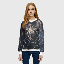 Женский свитшот 3D Блестящий паук в паутине - фото 2