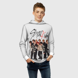 Толстовка с принтом Stray Kids white background для ребенка, вид на модели спереди №4. Цвет основы: белый