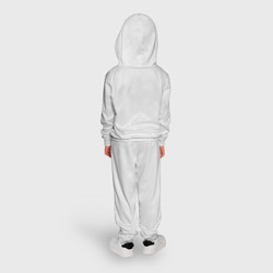 Костюм с принтом Stray Kids white background для ребенка, вид на модели сзади №2. Цвет основы: белый