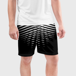Мужские шорты спортивные Черно-белая симметричная сетка из треугольников - фото 2