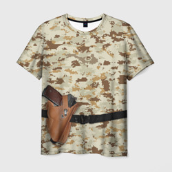 Мужская футболка 3D Пистолет Стечкина и камуфляж