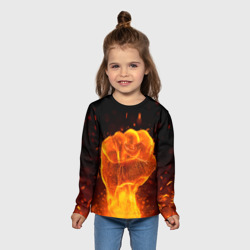 Детский лонгслив 3D Кулак в огне - фото 2