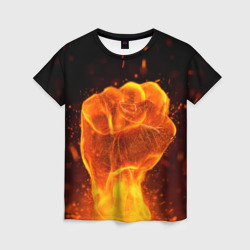 Женская футболка 3D Кулак в огне
