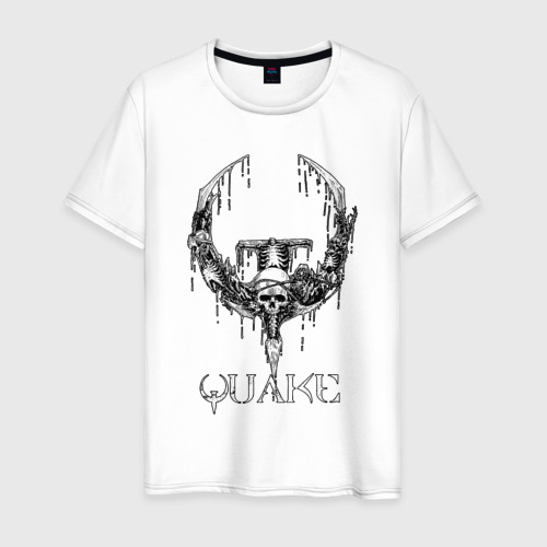 Мужская футболка из хлопка с принтом Quake logo, вид спереди №1