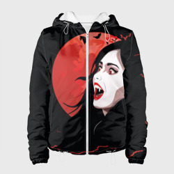 Женская куртка 3D Вампирша на фоне красной луны