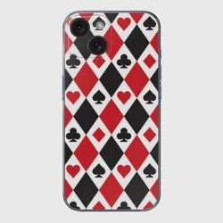 Чехол для iPhone 15 силиконовый с защитой камеры Фон из карточных мастей