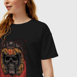 Женская футболка хлопок Oversize Quake - Ranger skull - фото 2