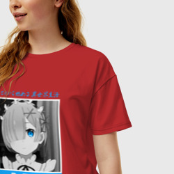 Женская футболка хлопок Oversize Рем - Re: Zero - С нуля - фото 2