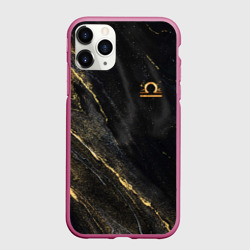 Чехол для iPhone 11 Pro матовый Символ знака зодиака Весы черно-золотой