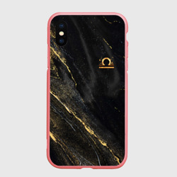 Чехол для iPhone XS Max матовый Символ знака зодиака Весы черно-золотой