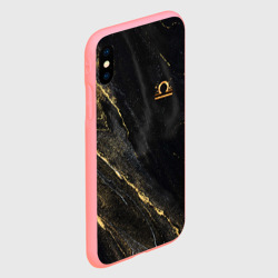 Чехол для iPhone XS Max матовый Символ знака зодиака Весы черно-золотой - фото 2