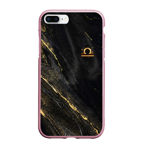 Чехол для iPhone 7Plus/8 Plus матовый Символ знака зодиака Весы черно-золотой, цвет розовый