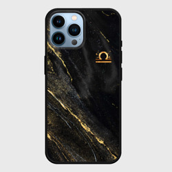 Чехол для iPhone 14 Pro Max Символ знака зодиака Весы черно-золотой