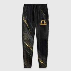 Мужские брюки 3D Символ знака зодиака Весы черно-золотой