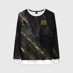 Женский свитшот 3D Символ знака зодиака Весы черно-золотой