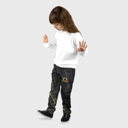 Детские брюки 3D Символ знака зодиака Весы черно-золотой - фото 2