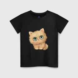 Детская футболка хлопок Пушистый котенок с большими глазами