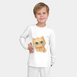 Детская пижама с лонгсливом хлопок Пушистый котенок с большими глазами - фото 2