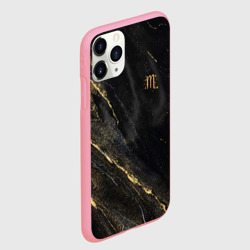 Чехол для iPhone 11 Pro Max матовый Символ знака зодиака Скорпион черно-золотой - фото 2