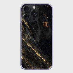 Чехол силиконовый для Apple iPhone 15 Pro Мax матовый Символ знака зодиака Скорпион черно-золотой