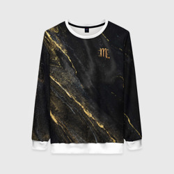 Женский свитшот 3D Символ знака зодиака Скорпион черно-золотой