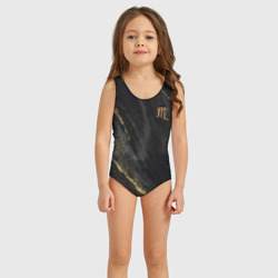 Детский купальник 3D Символ знака зодиака Скорпион черно-золотой