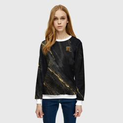Женский свитшот 3D Символ знака зодиака Скорпион черно-золотой - фото 2