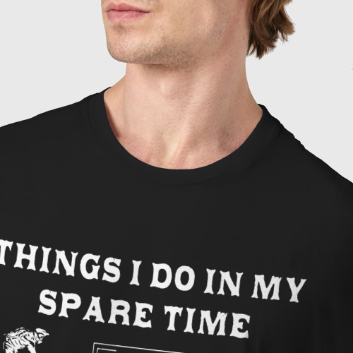 Мужская футболка хлопок Вещи которые я делаю в свободное время - велосипед, цвет черный - фото 6
