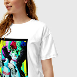 Женская футболка хлопок Oversize Ребекка давит - Киберпанк аниме - фото 2