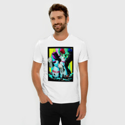 Мужская футболка хлопок Slim Ребекка давит - Киберпанк аниме - фото 2