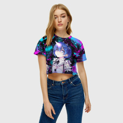 Женская футболка Crop-top 3D РеЗеро - Неоновые краски - Рем - фото 2