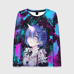 Женский лонгслив 3D РеЗеро - Неоновые краски - Рем