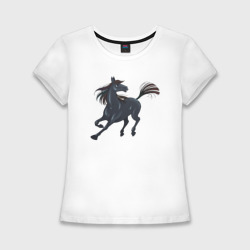 Женская футболка хлопок Slim Лошадь мустанг