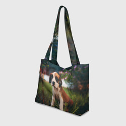 Пляжная сумка 3D Милый щенок на траве - фото 2