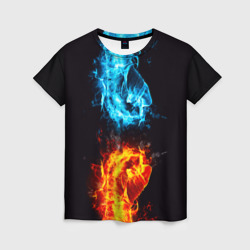 Огонь и вода - противостояние – Женская футболка 3D с принтом купить со скидкой в -23%