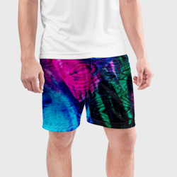 Мужские шорты спортивные Неоновые краски - абстракция - фото 2