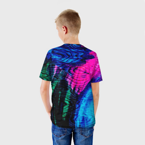 Детская футболка 3D Неоновые краски - абстракция, цвет 3D печать - фото 4