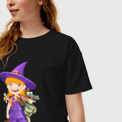 Женская футболка хлопок Oversize Ведьма малолетка - halloween - фото 2
