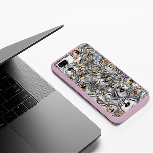 Чехол для iPhone 7Plus/8 Plus матовый Погладь всех манулов, цвет розовый - фото 5